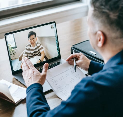 man in virtual meeting